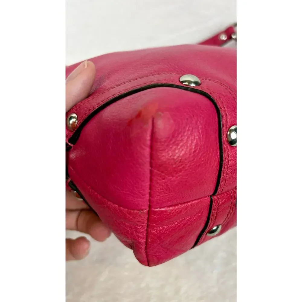Coach Medium Y2K Carly in Fuchsia/Barbie Pink Pebbled Leather with Scarf